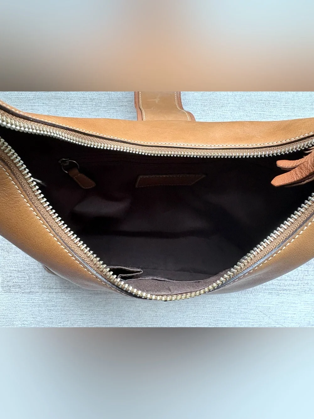 COACH Hampton Soho Hobo Tan Leather Buckle Flap Y2K Shoulder Bag Handbag *READ*